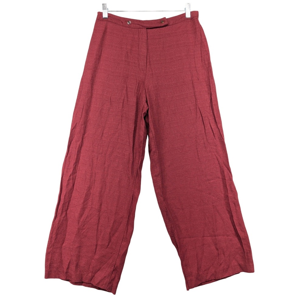 Ilyza New York‎ Women's Size 8 Wide Leg Cropped Linen Blend Pants Red